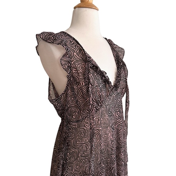 BETSEY JOHNSON Intimates Y2K Sheer Babydoll Swirl Print Mini Dress Size Medium - Picture 5 of 15